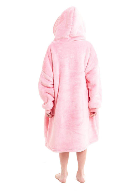 Kids Oversized Hooded Fleece Blanket Ultra-Soft Sherpa Fur with Elastic Cuffs and Double Pocket for Ages 8-15 by Daisy Dreamer Hooded Blanket