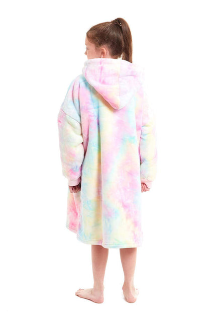Kids Oversized Hooded Fleece Blanket Ultra-Soft Sherpa Fur with Elastic Cuffs and Double Pocket for Ages 8-15 by Daisy Dreamer Hooded Blanket