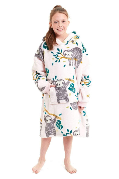 Kids Oversized Hooded Fleece Blanket Ultra-Soft Sherpa Fur with Elastic Cuffs and Double Pocket for Ages 8-15 by Daisy Dreamer Hooded Blanket