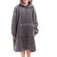 Kids Oversized Hooded Plush Fleece Blankets With Reversible Sherpa GREY OLIVIA ROCCO Hooded Blanket