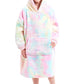 Kids Oversized Hooded Plush Fleece Blankets With Reversible Sherpa RAINBOW OLIVIA ROCCO Hooded Blanket