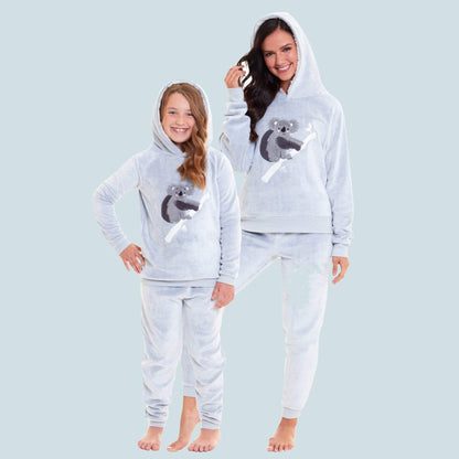 Koala Bear Plush Fleece Hooded Pyjama Set, Twosie Pyjama Mother & Daughter Matching Loungewear GIRL | 7-8 yrs Daisy Dreamer Pyjamas