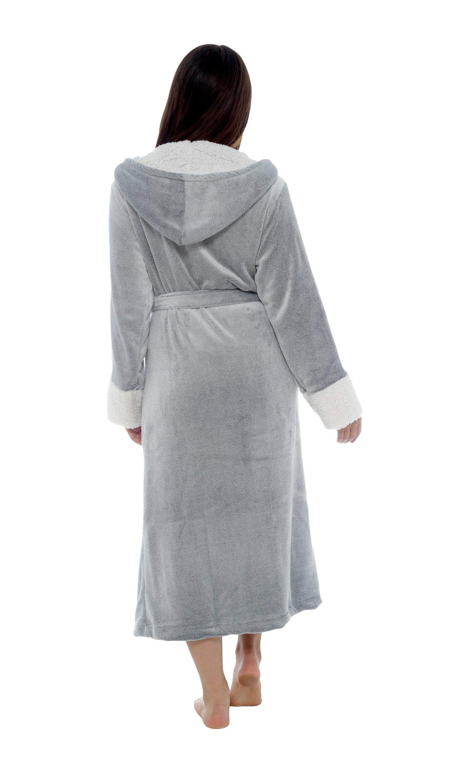 Ladies Shimmer Fleece Dressing Gown Luxury Soft Plush Bath Robe For Women's Daisy Dreamer Dressing Gown