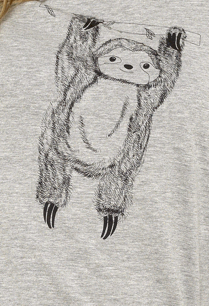 Lazy Sloth Grey Cotton Pyjama Set Daisy Dreamer Pyjamas