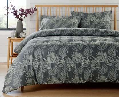 Leaf Jacquard Duvet Cover Sets SINGLE / CHARCOAL OLIVIA ROCCO Duvet Covers