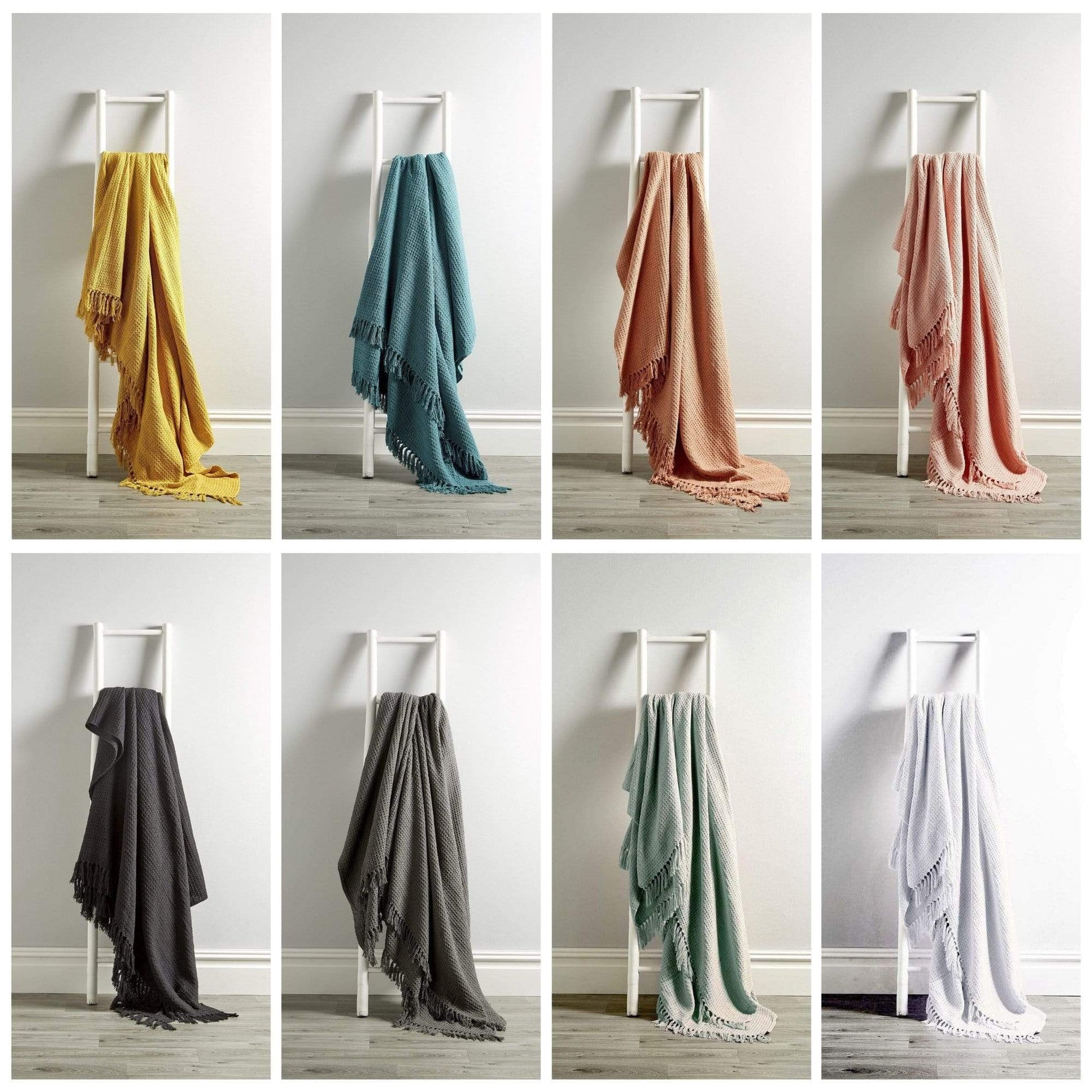 Lisbon Pure Indian Cotton Handwoven Honeycomb Throw Blanket Luxurious Soft Lightweight Easycare Cover for Sofa Bed or Living Room Available in 10 Colours and Sizes by OLIVIA ROCCO Throw