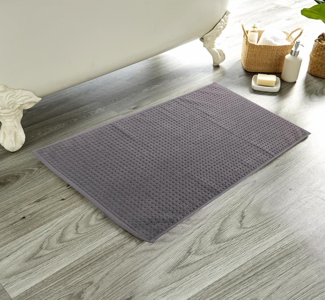 Luxe Ultra-Soft Deep Cotton Pile Bathmats Handcrafted Eco-Friendly Absorbent Quick-Drying Premium Cotton Rug for Bathroom Decor by OLIVIA ROCCO CHARCOAL / 50 x 80 cm Bath Mat