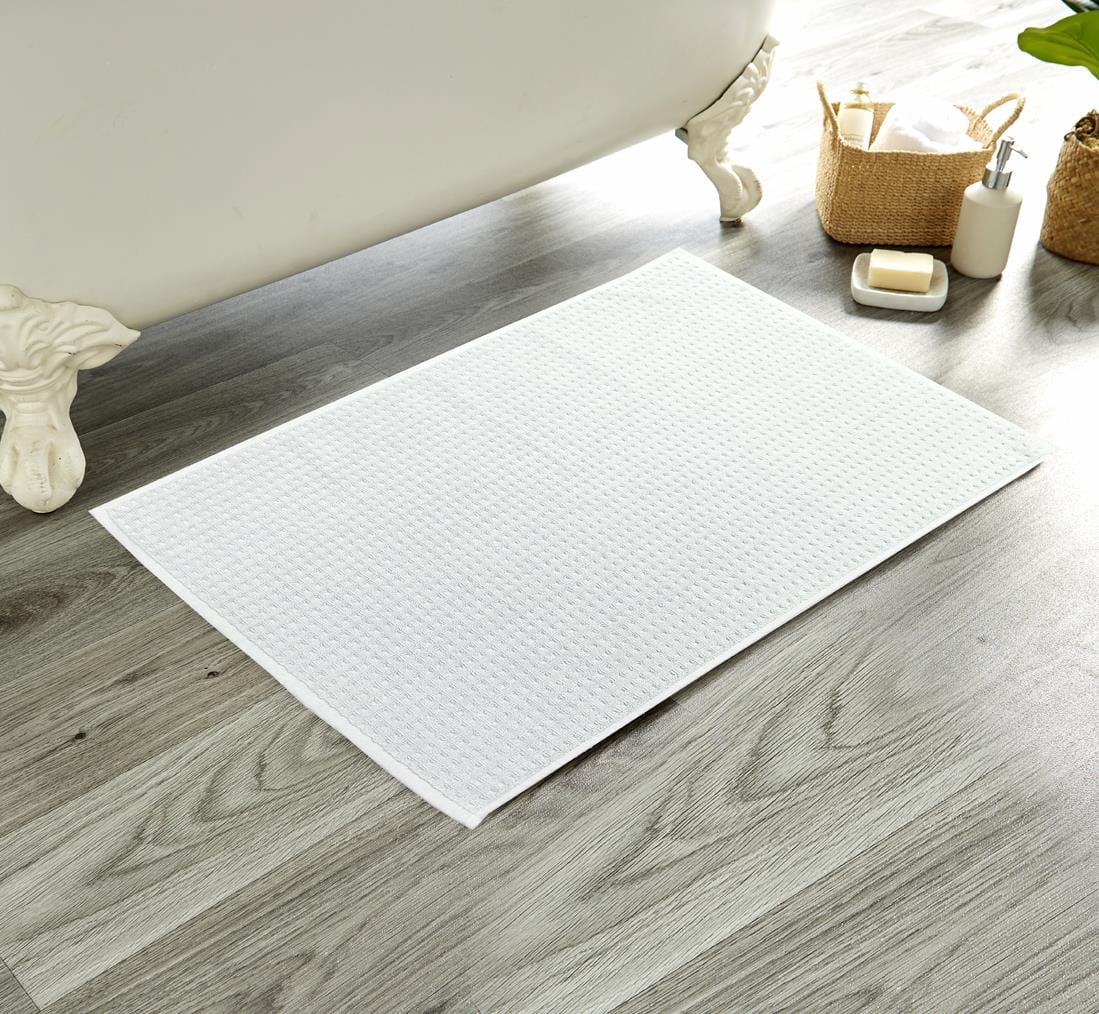 Luxe Ultra-Soft Deep Cotton Pile Bathmats Handcrafted Eco-Friendly Absorbent Quick-Drying Premium Cotton Rug for Bathroom Decor by OLIVIA ROCCO WHITE / 50 x 80 cm Bath Mat