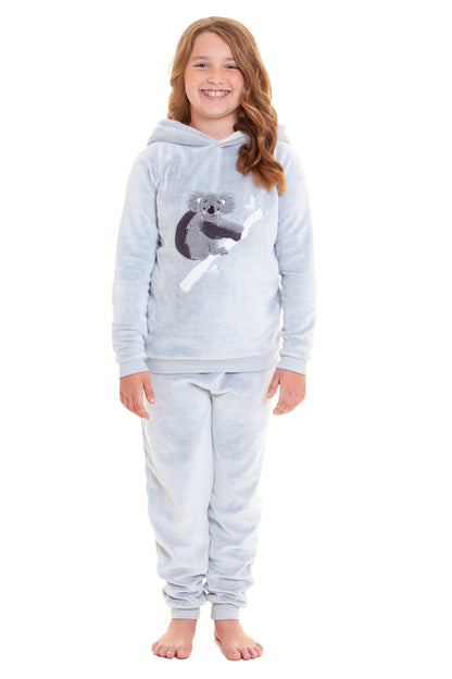 Koala Bear Plush Fleece Hooded Pyjama Set, Twosie Pyjama Mother & Daughter Matching Loungewear Daisy Dreamer Pyjamas