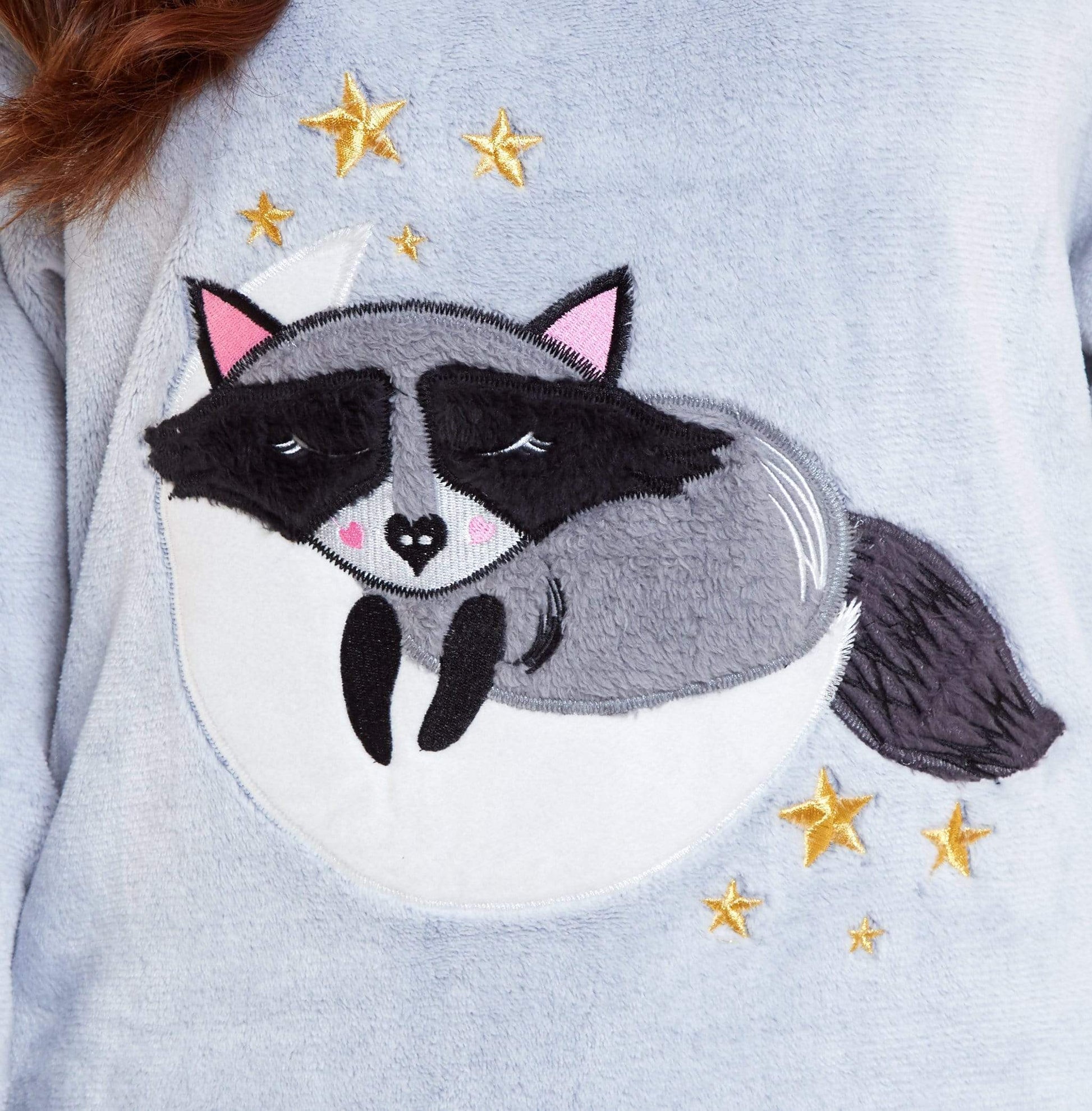 Raccoon Plush Fleece Hooded Pyjama Set, Twosie Pyjama Mother & Daughter Matching Loungewear Daisy Dreamer Pyjamas