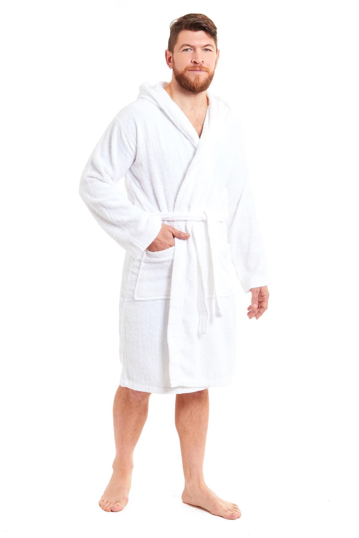 Mens Luxury Bamboo Hooded Towelling Robe Daisy Dreamer Dressing Gown