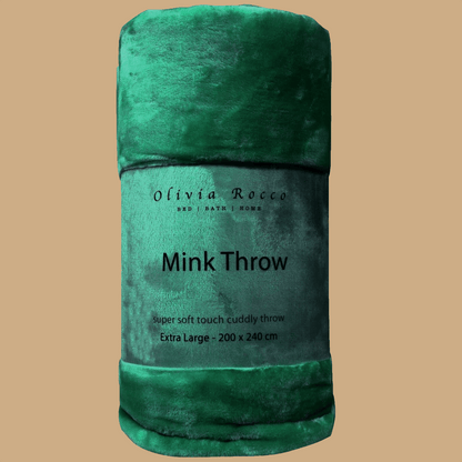 Mink Faux Fur Throw 150 x 200 cm / EMERALD GREEN OLIVIA ROCCO Throw