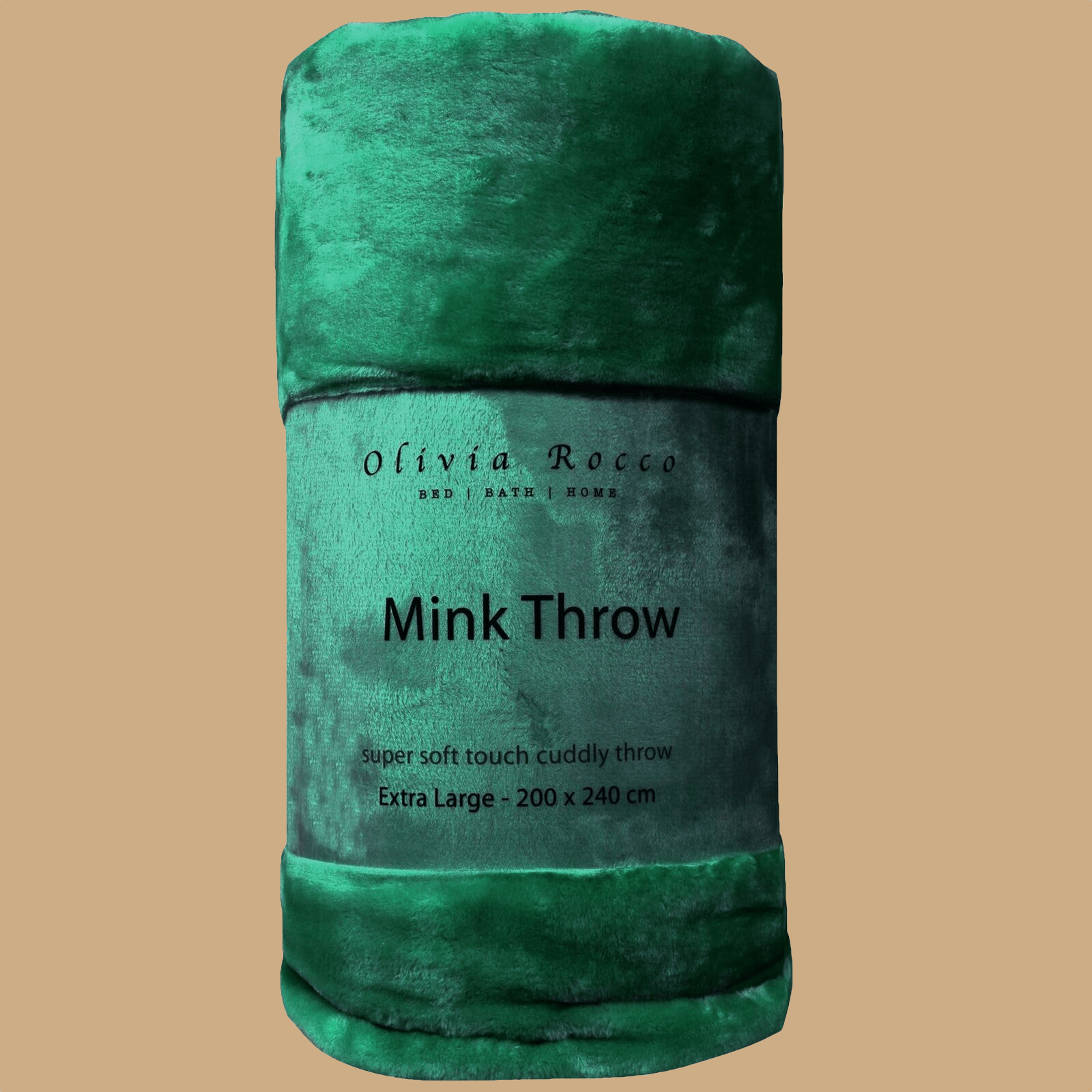 Mink Faux Fur Velvet Touch Extra Large Luxury Throw Blanket Soft Warm and Calming Colours for Bed & Sofa by OLIVIA ROCCO 150 x 200 cm / EMERALD GREEN Throw
