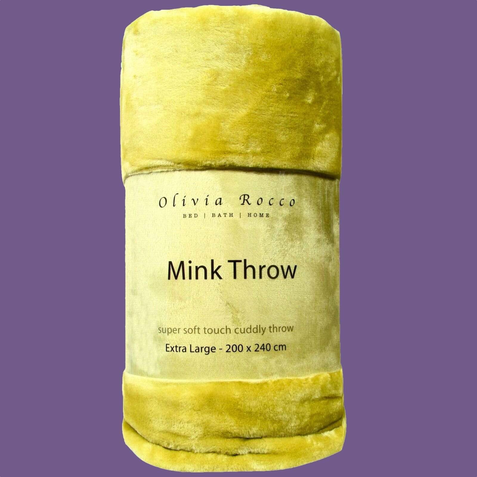 Mink Faux Fur Velvet Touch Extra Large Luxury Throw Blanket Soft Warm and Calming Colours for Bed & Sofa by OLIVIA ROCCO 150 x 200 cm / YELLOW Throw
