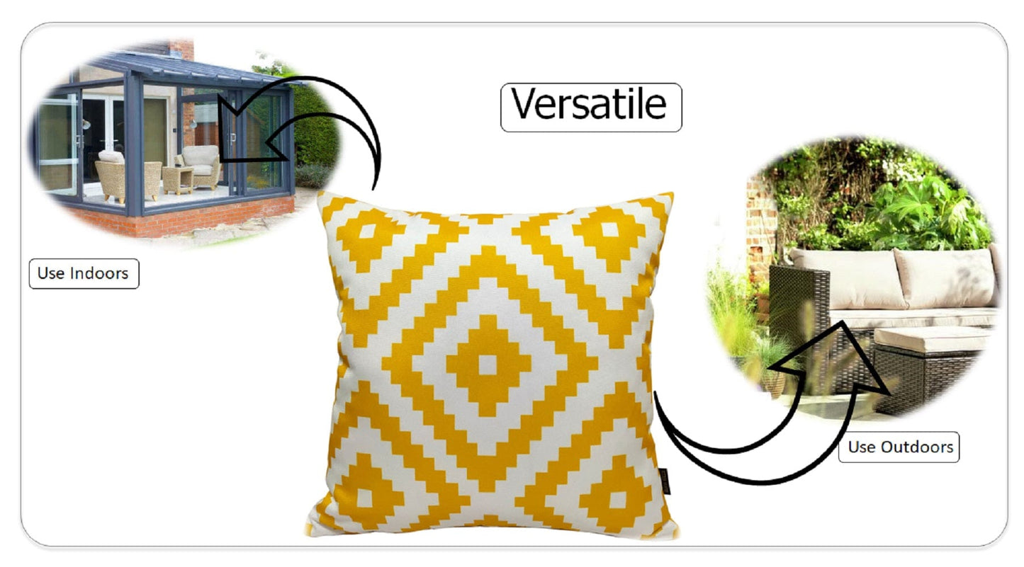 Nairobi Ochre Waterproof Outdoor Cushions Breathable Hollowfibre Filled Weather Resistant Decorative Patio Garden Cushions for Indoor and Outdoor Use by OLIVIA ROCCO NAIROBI OCHRE / 43 x 43 cm Cushions
