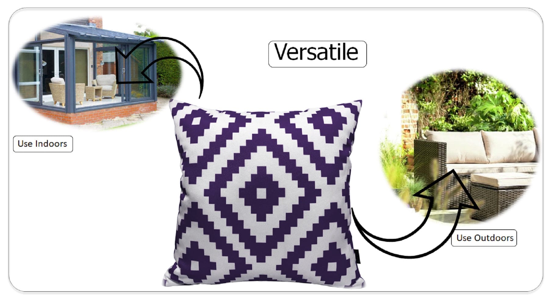 Nairobi Purple Outdoor Scatter Cushions Waterproof Weather Resistant Decorative Pillows for Garden Patio Beach Indoor 43 x 43 cm by OLIVIA ROCCO NAIROBI PURPLE / 43 x 43 cm Cushions