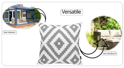 Nairobi Silver Waterproof Outdoor Cushions 17x17 Inches Weather Resistant Durable Polyester Garden Patio by OLIVIA ROCCO NAIROBI SILVER / 43 x 43 cm Cushions