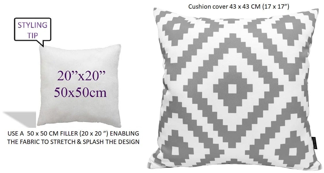 Nairobi Silver Waterproof Outdoor Cushions 17x17 Inches Weather Resistant Durable Polyester Garden Patio by OLIVIA ROCCO NAIROBI SILVER / 43 x 43 cm Cushions