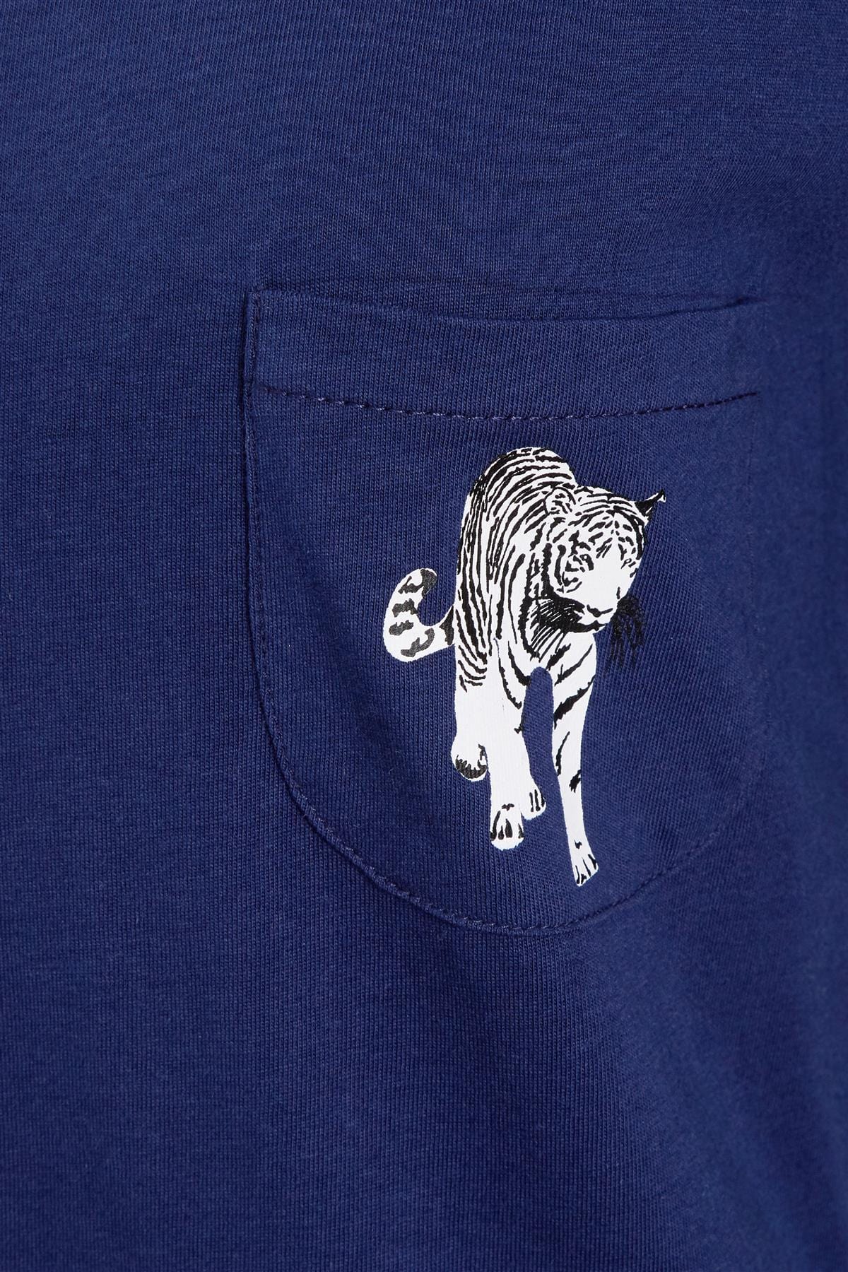 Women's Soft Navy Tiger Pyjama Lounge Set, Ladies Everyday PJs Daisy Dreamer Sleepwear & Loungewear