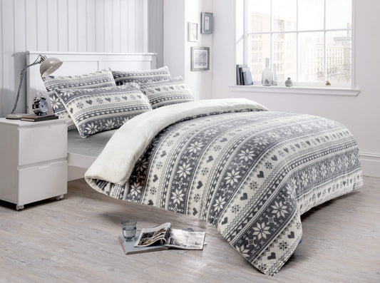 Nordic Fair Isle Teddy Duvet Set SINGLE OLIVIA ROCCO Duvet Cover