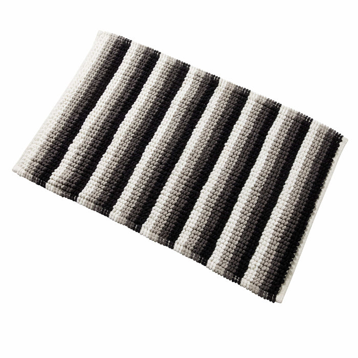 Padstow Super Soft Absorbent Stripe Bathmat 50 x 80 cm Quick-Drying Anti-Slip Durable Bathroom Accessory by OLIVIA ROCCO GREY Bath Mat
