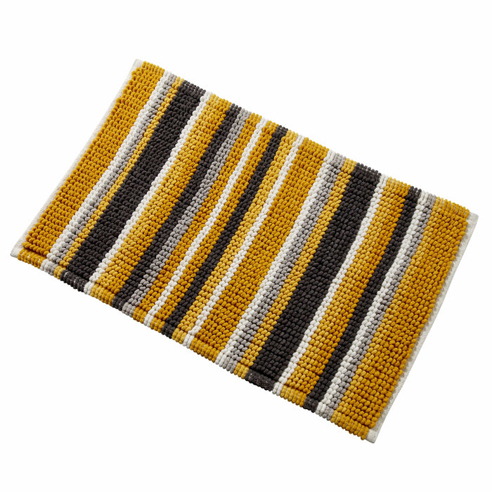 Padstow Super Soft Absorbent Stripe Bathmat 50 x 80 cm Quick-Drying Anti-Slip Durable Bathroom Accessory by OLIVIA ROCCO OCHRE Bath Mat