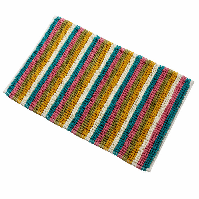 Padstow Super Soft Absorbent Stripe Bathmat 50 x 80 cm Quick-Drying Anti-Slip Durable Bathroom Accessory by OLIVIA ROCCO MULTI STRIPE Bath Mat
