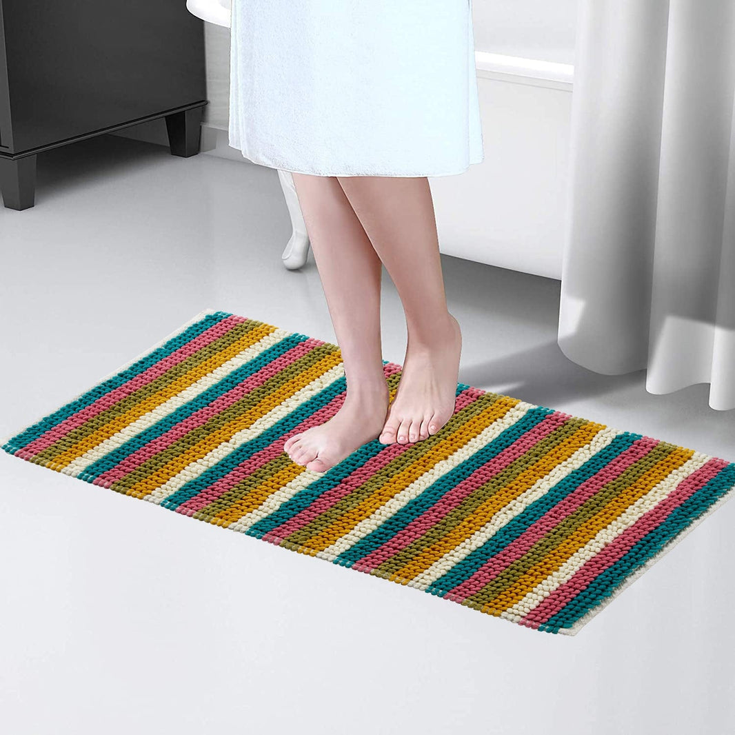 Padstow Super Soft Absorbent Stripe Bathmat 50 x 80 cm Quick-Drying Anti-Slip Durable Bathroom Accessory by OLIVIA ROCCO Bath Mat