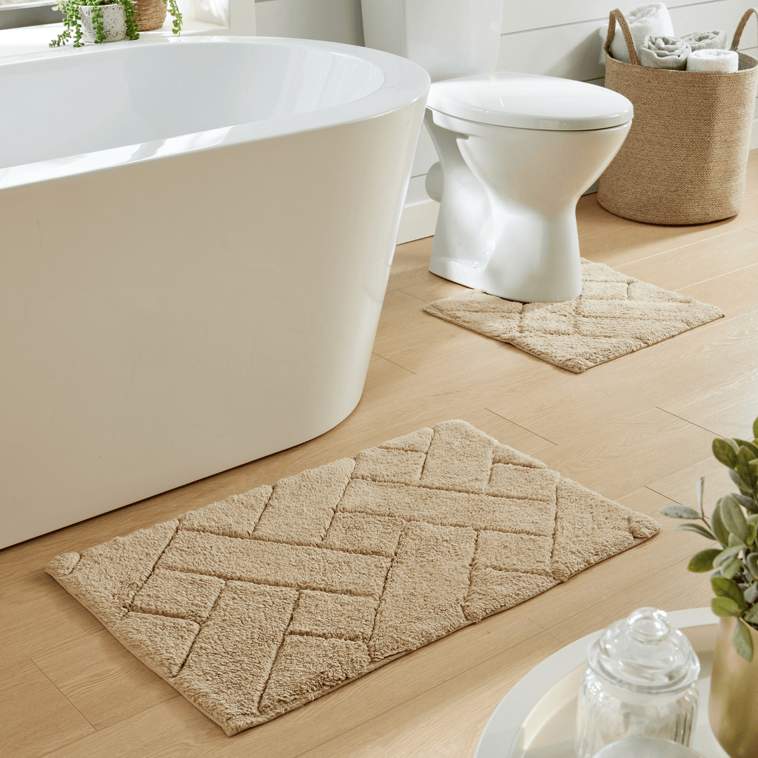 Bali Bath Mat & Pedestal Set Luxurious Super Absorbent Extra-Soft Cotton Mats for Bathroom Comfort and Style in Multiple Colours by OLIVIA ROCCO NATURAL Bath Mat