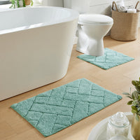 Bali Bath Mat & Pedestal Set Luxurious Super Absorbent Extra-Soft Cotton Mats for Bathroom Comfort and Style in Multiple Colours by OLIVIA ROCCO DUCK EGG Bath Mat