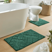 Bali Bath Mat & Pedestal Set Luxurious Super Absorbent Extra-Soft Cotton Mats for Bathroom Comfort and Style in Multiple Colours by OLIVIA ROCCO EMERALD GREEN Bath Mat