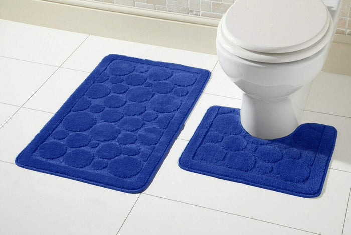 Cali Bath Mat Set Luxury Super Soft Non-Slip Ultra Absorbent Bathroom Mats in Multiple Colours and Sizes for Comfort and Safety by OLIVIA ROCCO NAVY Bath Mat