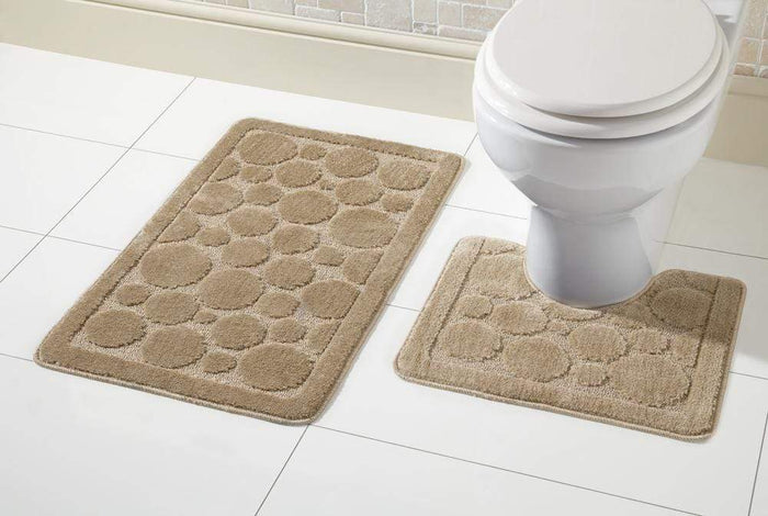 Cali Bath Mat Set Luxury Super Soft Non-Slip Ultra Absorbent Bathroom Mats in Multiple Colours and Sizes for Comfort and Safety by OLIVIA ROCCO BISCUIT Bath Mat