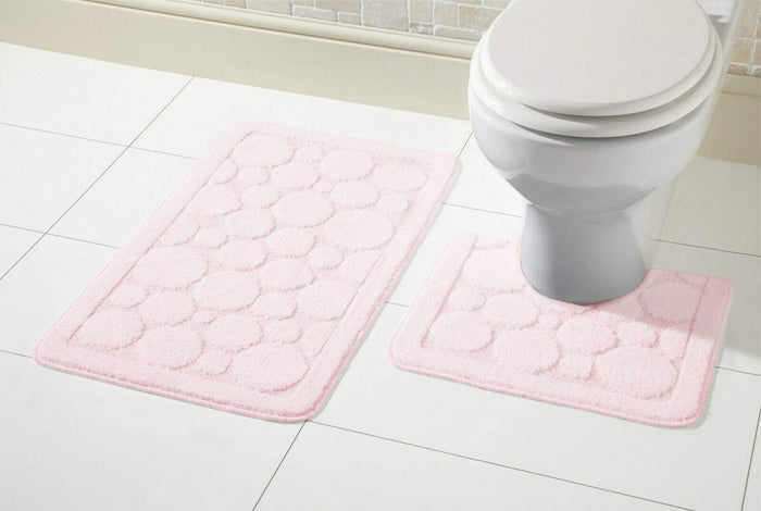 Cali Bath Mat Set Luxury Super Soft Non-Slip Ultra Absorbent Bathroom Mats in Multiple Colours and Sizes for Comfort and Safety by OLIVIA ROCCO BLUSH PINK Bath Mat