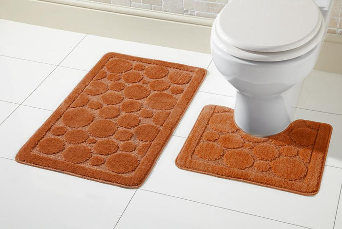 Cali Bath Mat Set Luxury Super Soft Non-Slip Ultra Absorbent Bathroom Mats in Multiple Colours and Sizes for Comfort and Safety by OLIVIA ROCCO TERRACOTTA Bath Mat
