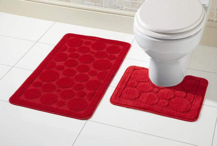 Cali Bath Mat Set Luxury Super Soft Non-Slip Ultra Absorbent Bathroom Mats in Multiple Colours and Sizes for Comfort and Safety by OLIVIA ROCCO RED Bath Mat