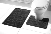 Cali Bath Mat Set Luxury Super Soft Non-Slip Ultra Absorbent Bathroom Mats in Multiple Colours and Sizes for Comfort and Safety by OLIVIA ROCCO BLACK Bath Mat