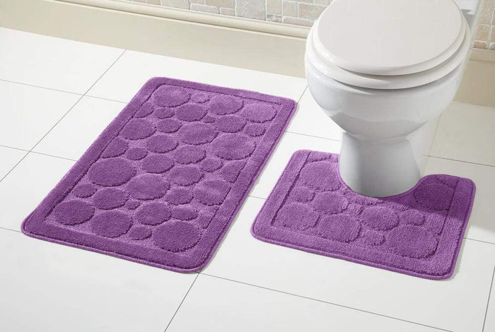 Cali Bath Mat Set Luxury Super Soft Non-Slip Ultra Absorbent Bathroom Mats in Multiple Colours and Sizes for Comfort and Safety by OLIVIA ROCCO PURPLE Bath Mat