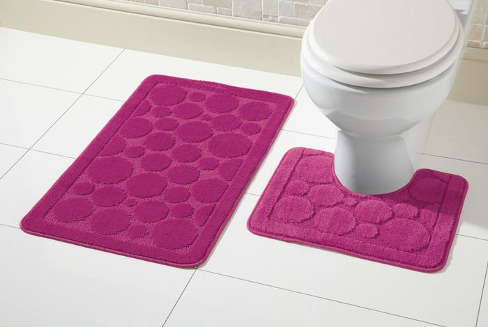 Cali Bath Mat Set Luxury Super Soft Non-Slip Ultra Absorbent Bathroom Mats in Multiple Colours and Sizes for Comfort and Safety by OLIVIA ROCCO HOT PINK Bath Mat