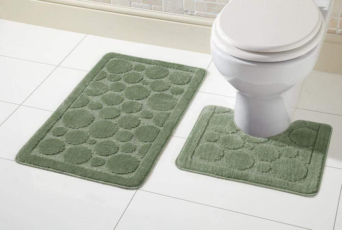 Cali Bath Mat Set Luxury Super Soft Non-Slip Ultra Absorbent Bathroom Mats in Multiple Colours and Sizes for Comfort and Safety by OLIVIA ROCCO FORREST GREEN Bath Mat