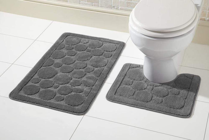 Cali Bath Mat Set Luxury Super Soft Non-Slip Ultra Absorbent Bathroom Mats in Multiple Colours and Sizes for Comfort and Safety by OLIVIA ROCCO DARK GREY Bath Mat