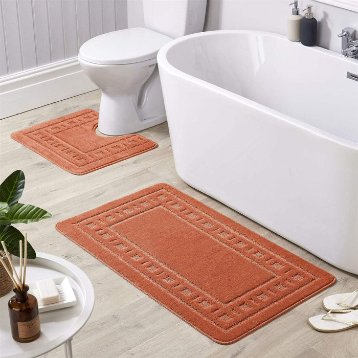 Jumbo Ultra Soft Non-Slip Bath Mat Set with Ultra Absorbent Material for Stylish Bathroom in Multiple Colours by OLIVIA ROCCO TERRACOTTA Bath Mat