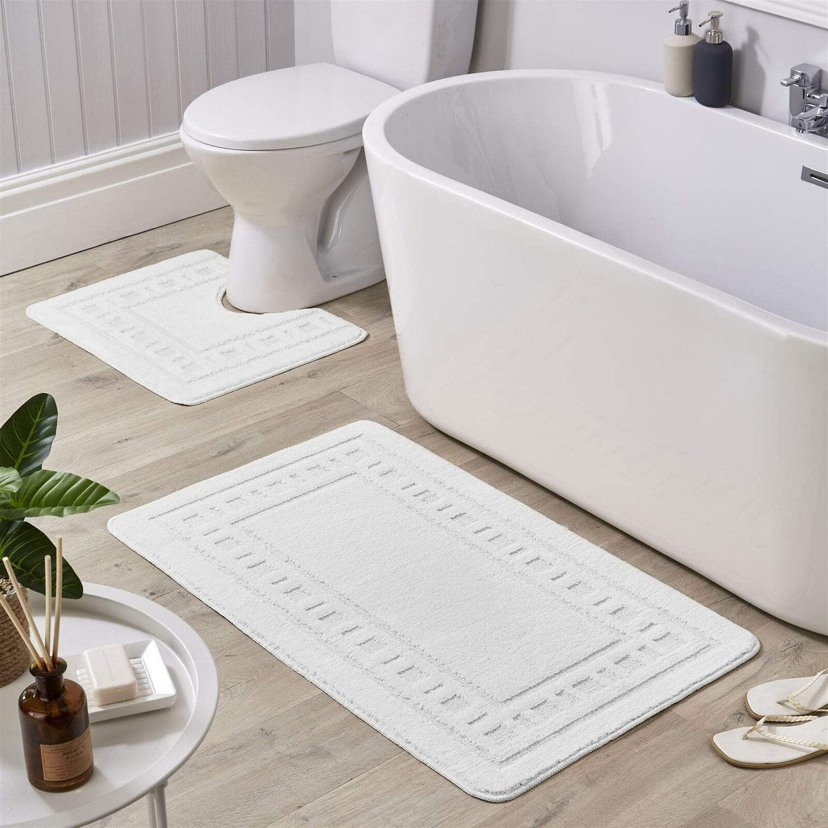 Jumbo Ultra Soft Non-Slip Bath Mat Set with Ultra Absorbent Material for Stylish Bathroom in Multiple Colours by OLIVIA ROCCO WHITE Bath Mat