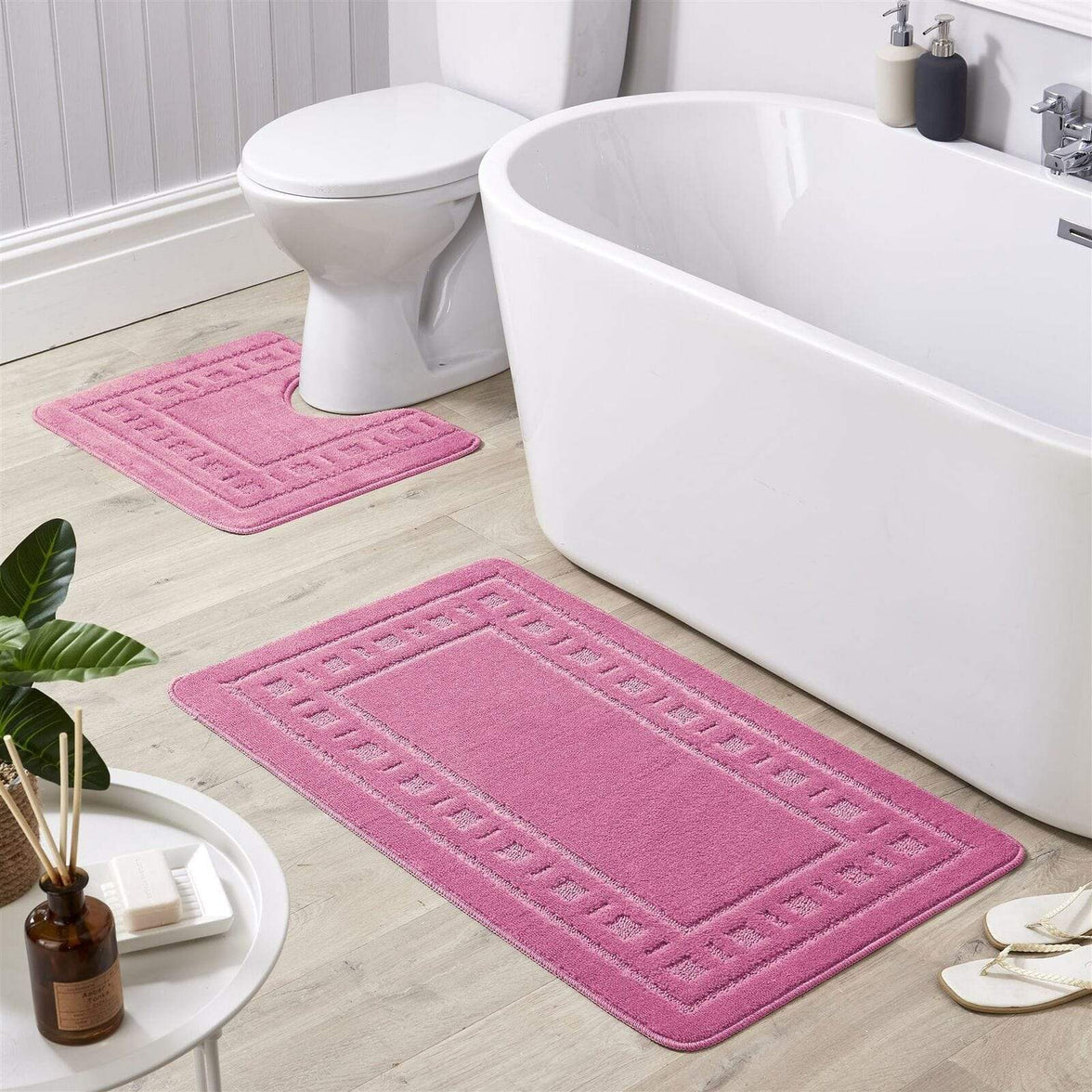 Jumbo Ultra Soft Non-Slip Bath Mat Set with Ultra Absorbent Material for Stylish Bathroom in Multiple Colours by OLIVIA ROCCO BLUSH PINK Bath Mat