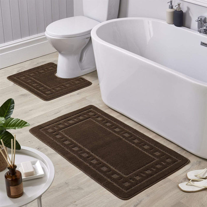 Jumbo Ultra Soft Non-Slip Bath Mat Set with Ultra Absorbent Material for Stylish Bathroom in Multiple Colours by OLIVIA ROCCO CHOCOLATE Bath Mat