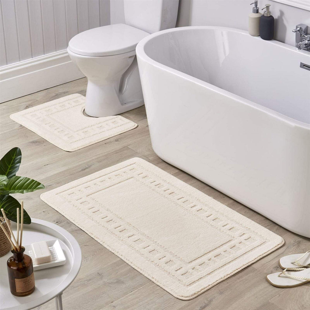 Jumbo Ultra Soft Non-Slip Bath Mat Set with Ultra Absorbent Material for Stylish Bathroom in Multiple Colours by OLIVIA ROCCO CREAM Bath Mat