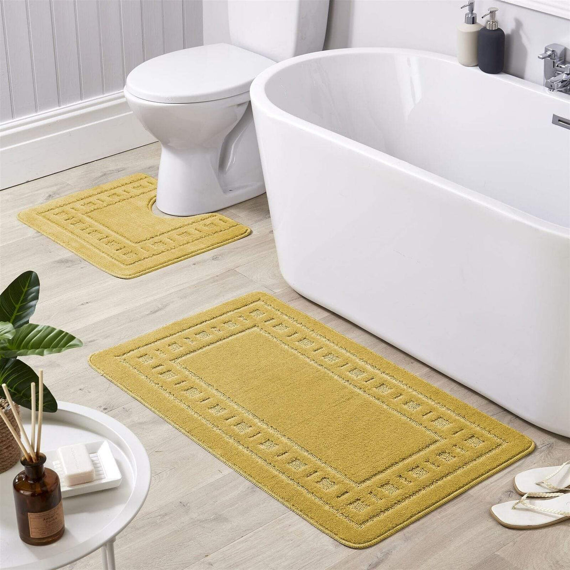 Jumbo Ultra Soft Non-Slip Bath Mat Set with Ultra Absorbent Material for Stylish Bathroom in Multiple Colours by OLIVIA ROCCO OCHRE Bath Mat