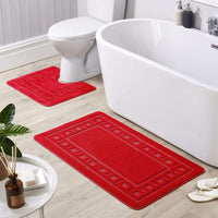 Jumbo Ultra Soft Non-Slip Bath Mat Set with Ultra Absorbent Material for Stylish Bathroom in Multiple Colours by OLIVIA ROCCO RED Bath Mat