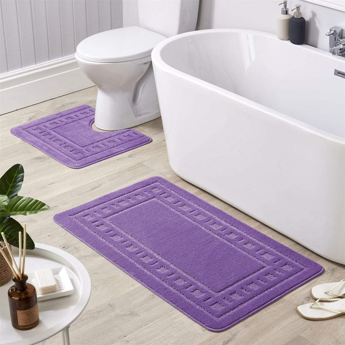 Jumbo Ultra Soft Non-Slip Bath Mat Set with Ultra Absorbent Material for Stylish Bathroom in Multiple Colours by OLIVIA ROCCO PURPLE Bath Mat