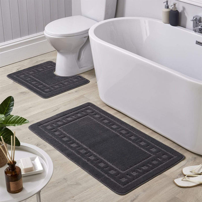 Jumbo Ultra Soft Non-Slip Bath Mat Set with Ultra Absorbent Material for Stylish Bathroom in Multiple Colours by OLIVIA ROCCO DARK GREY Bath Mat
